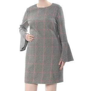 Lauren Ralph Lauren 16 CLASSIC Windowpane Houndstooth A-line Bell Sleeve Dress